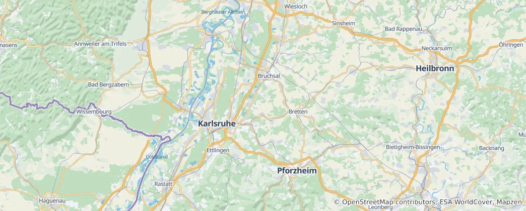 Map of Landkreis Karlsruhe