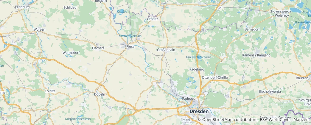 Mapa Zemský okres Míšeň