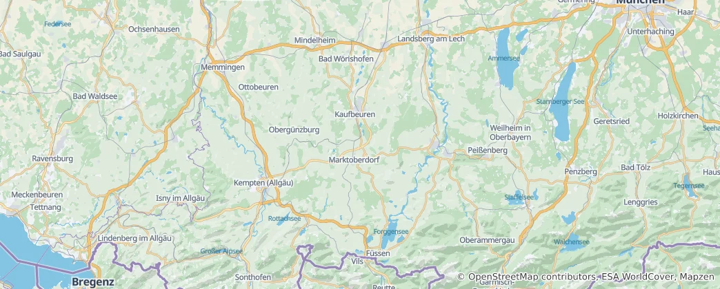 Carte de arrondissement d'Ostallgäu