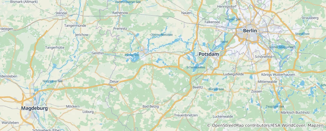 Mappa di circondario di Potsdam-Mittelmark