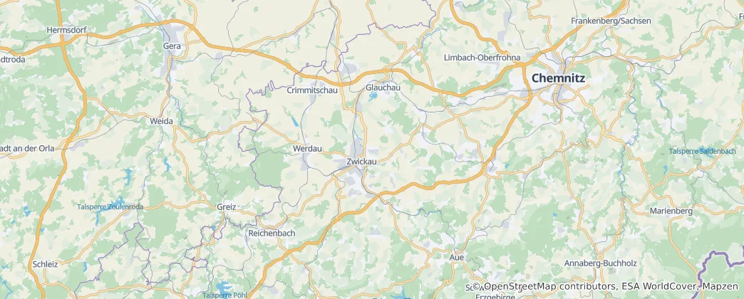 Map of Zwickau