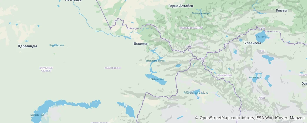 Mappa di Regione del Kazakistan Orientale