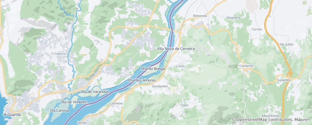 Mapa Estuary of Minho and Coura Rivers Special Protection Area