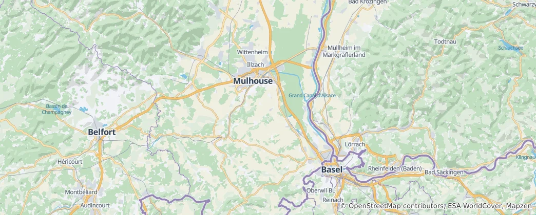 Mappa di Arrondissement di Mulhouse