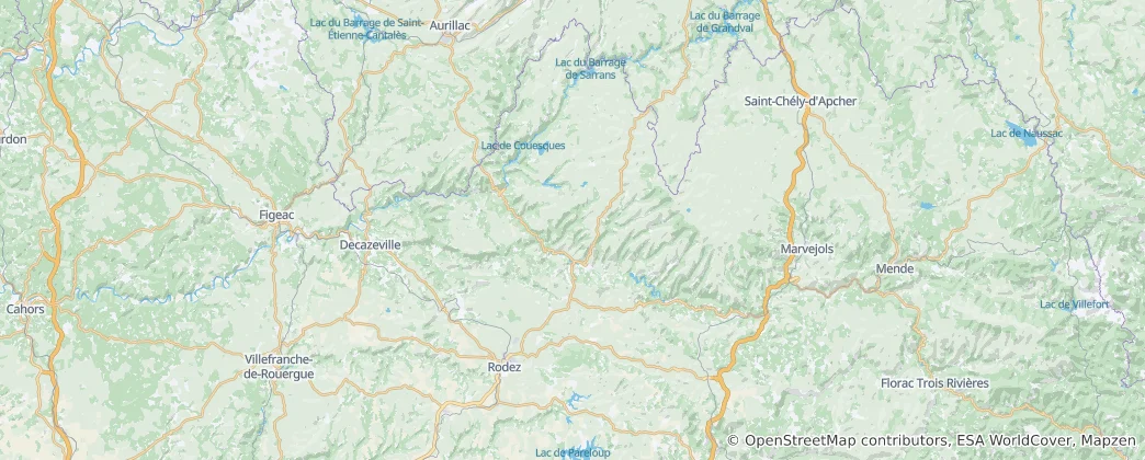 Mappa di arrondissement di Rodez