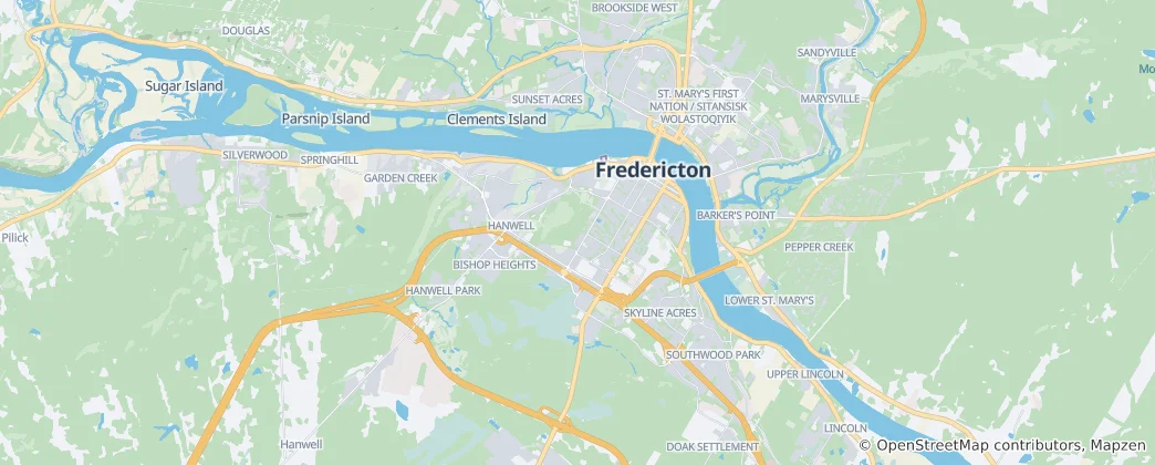 Mapa Fredericton