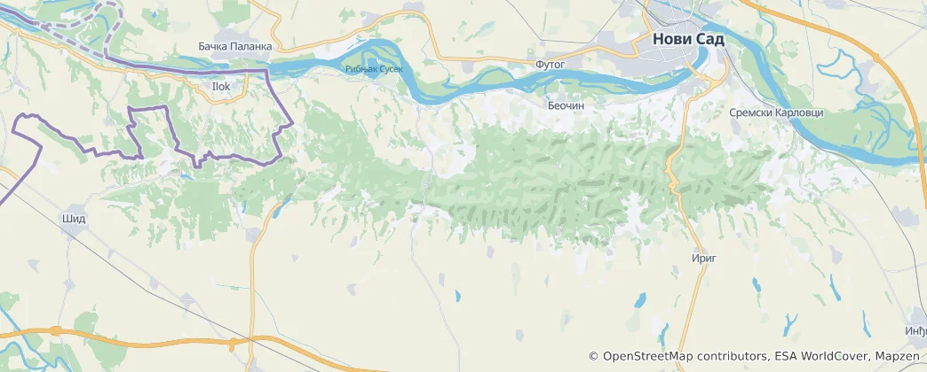 Map of Fruška Gora National Park