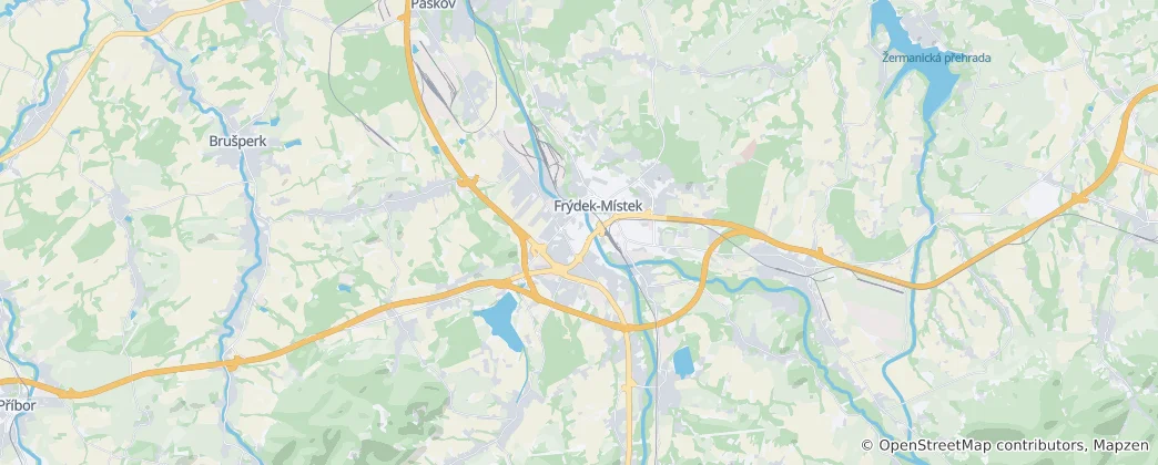 Map of Frýdek-Místek
