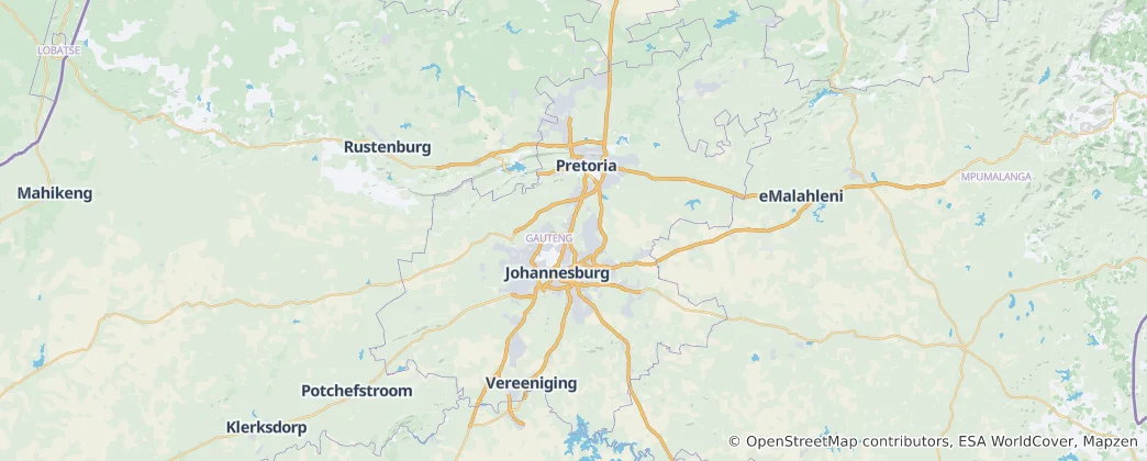 Mapa De Gauteng