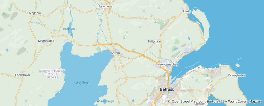 Map of Antrim and Newtownabbey