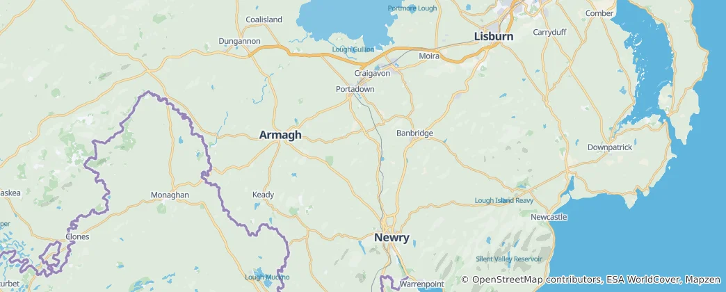 Karte von Armagh City, Banbridge and Craigavon
