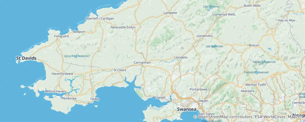 Mapa Carmarthenshire