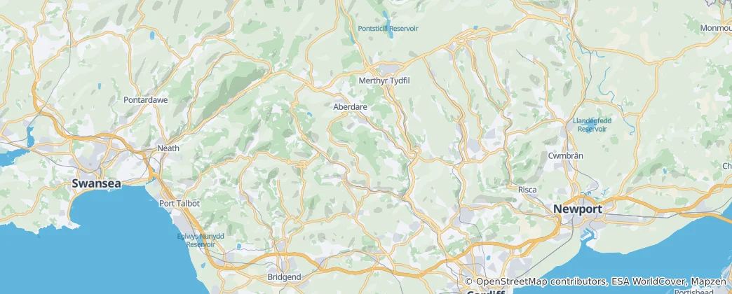 Mappa di Rhondda Cynon Taf