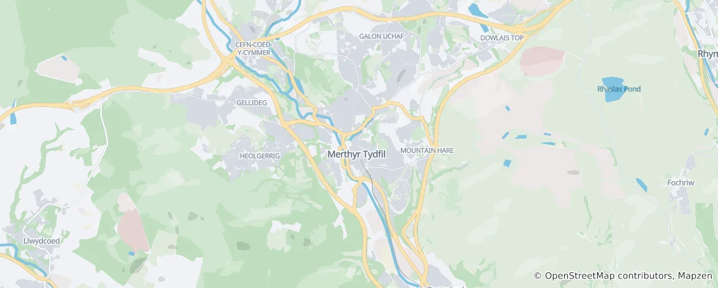 Mapa Merthyr Tudful