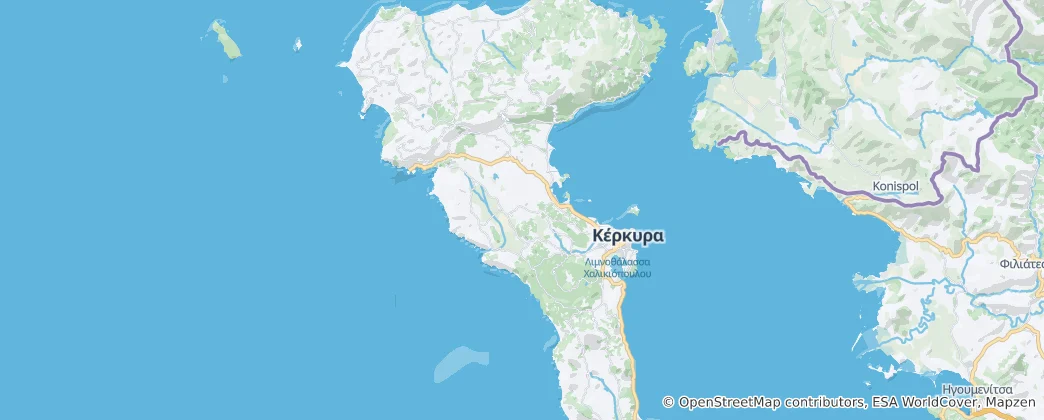 Mapa Jižní Korfu