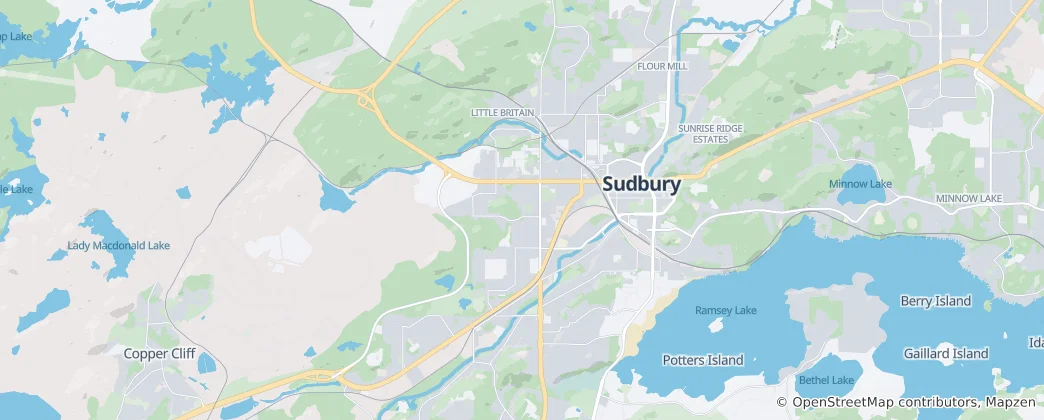 Mapa Greater Sudbury