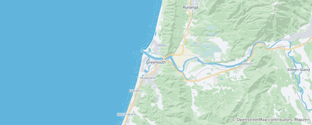Kaart van Greymouth