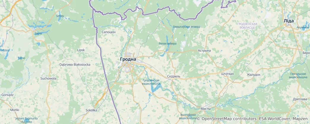 Karte von Rajon Hrodna