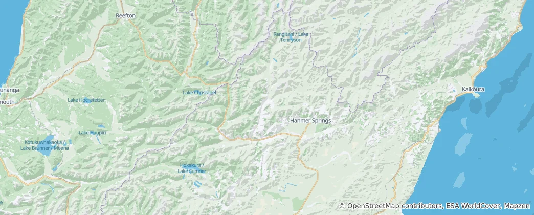 Mapa Hanmer Springs Ward
