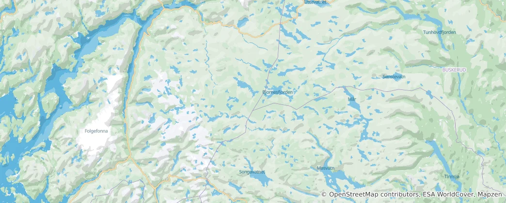 Mapa Hardangervidda