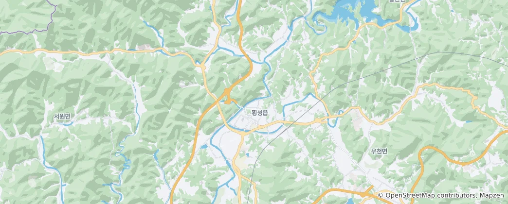 Map of Hoengseong-eup