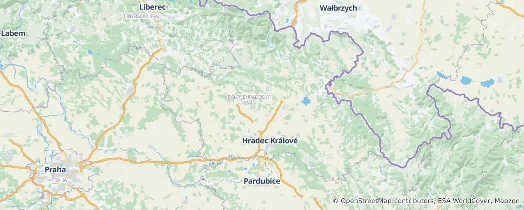 Map of Hradec Králové Region