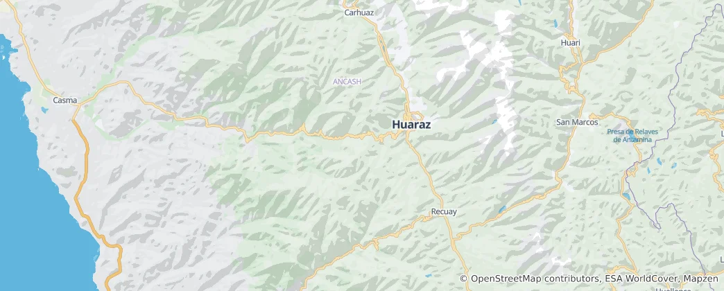 Map of Huaraz province