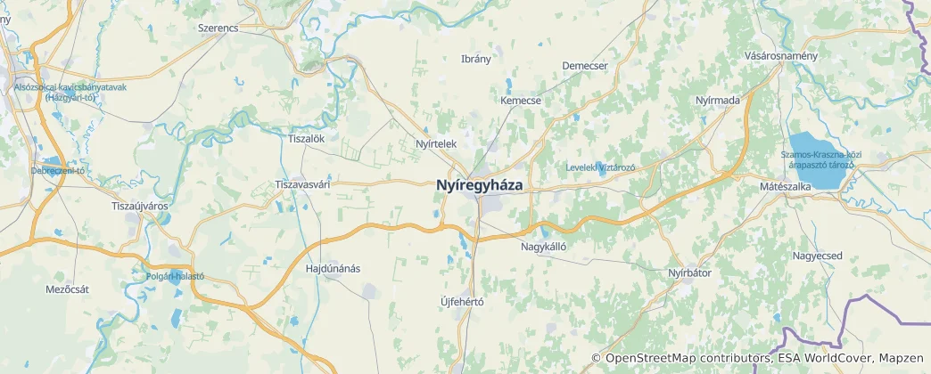 Mapa Okres Nyíregyháza
