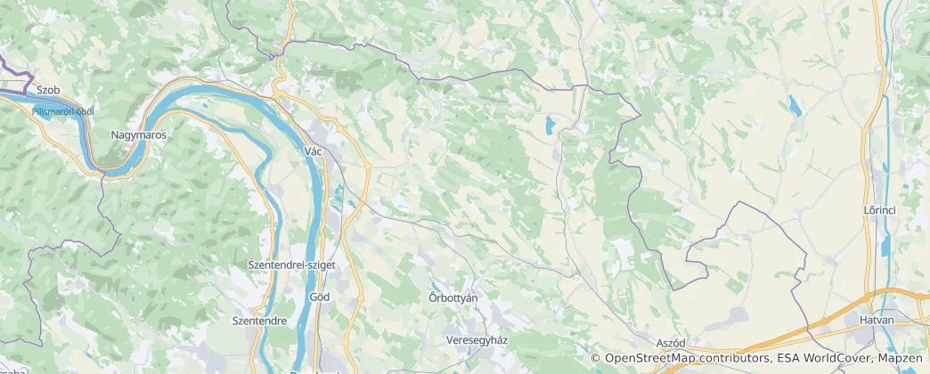 Map of Vác District