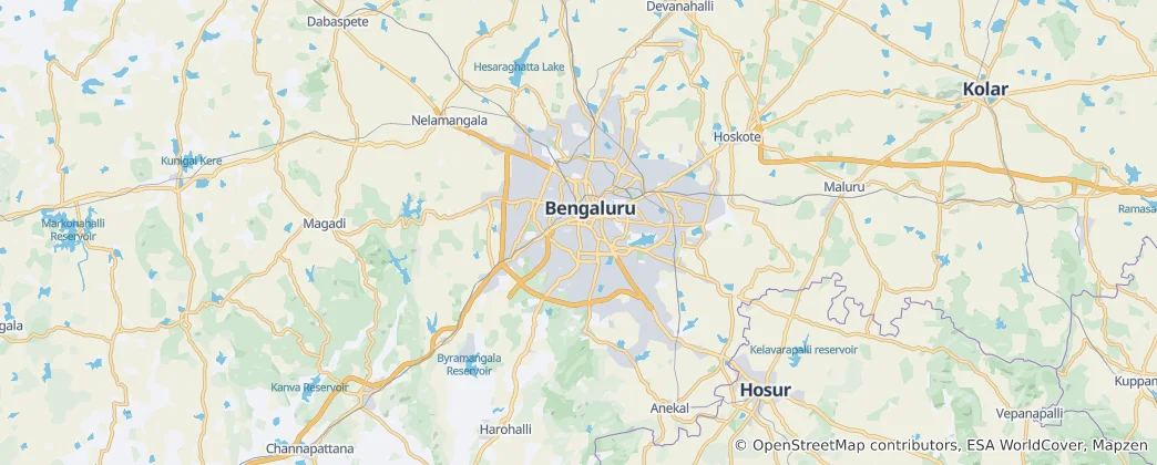 Mappa di distretto Urbano di Bangalore