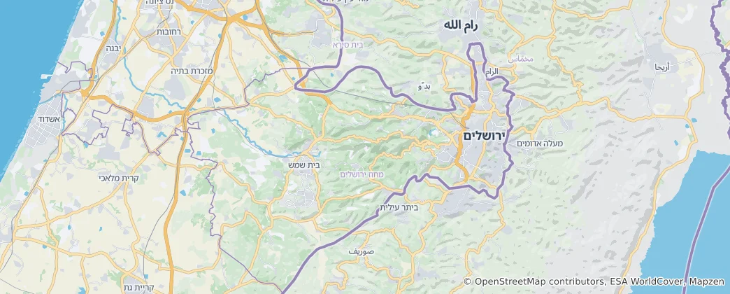 Mapa Jeruzalémský distrikt