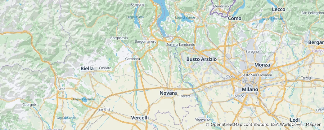 Karte von Provinz Novara