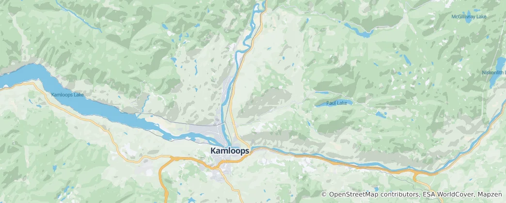 Kaart van Kamloops
