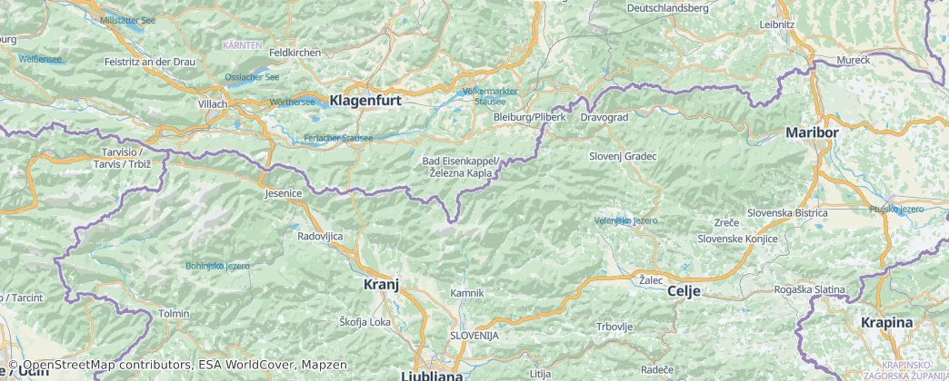 Karavanks and Pohorje — Map