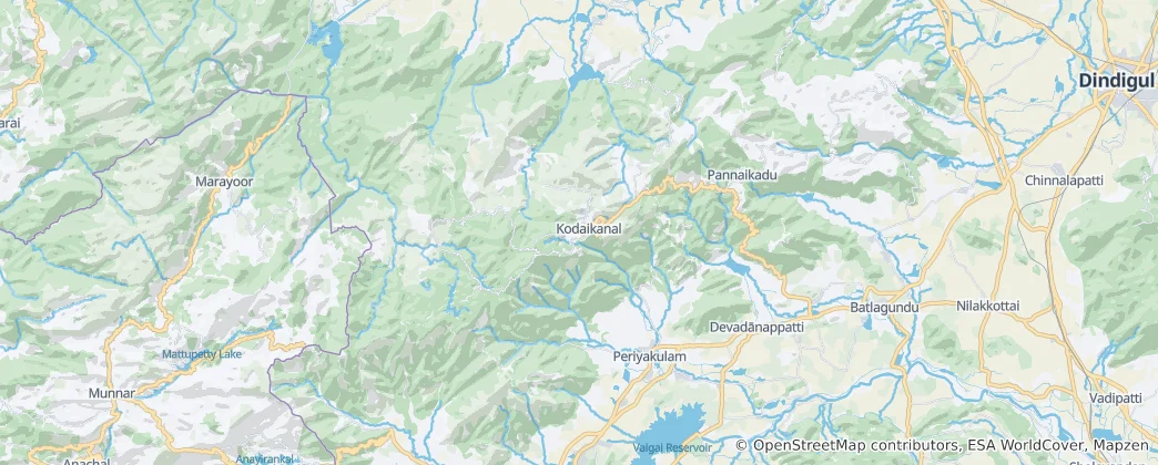 Mappa di Kodaikanal