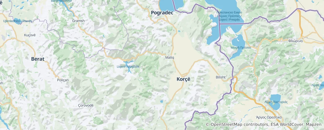 Map of Korçë District