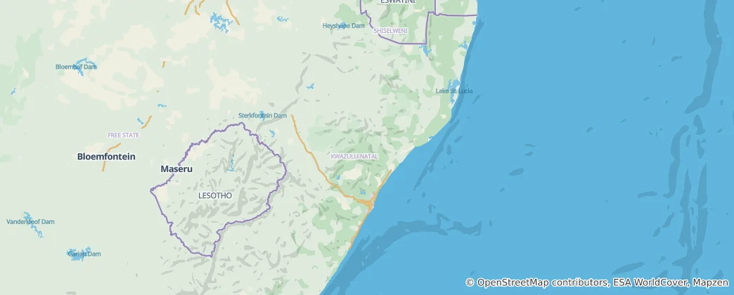 Mappa di KwaZulu-Natal