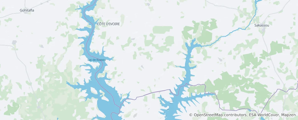 Map of Lake Kossou