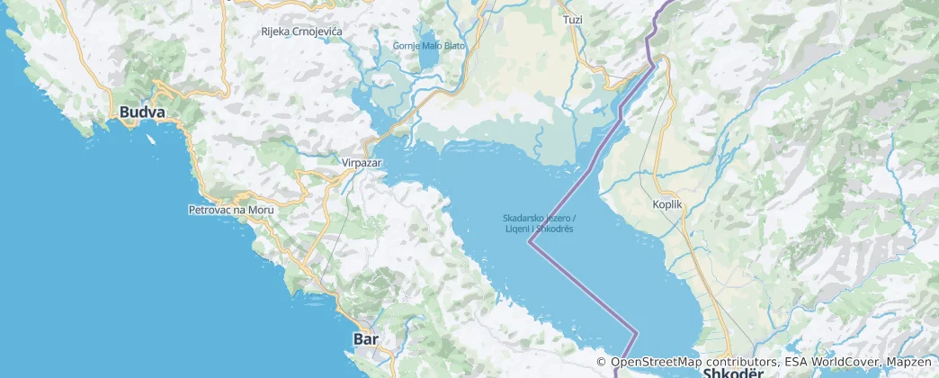 Map of Lake Skadar National Park