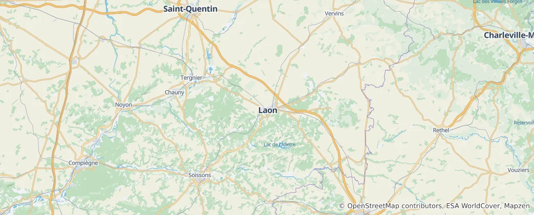 Kaart van Arrondissement Laon
