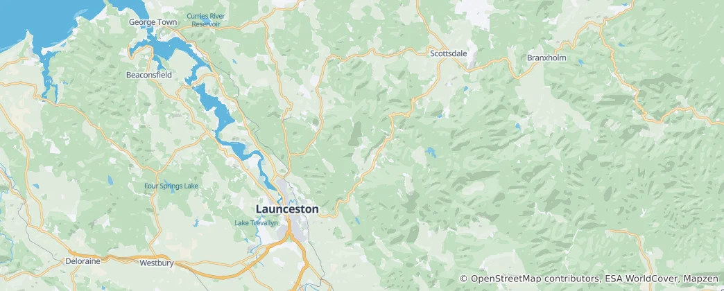 Mapa Launceston