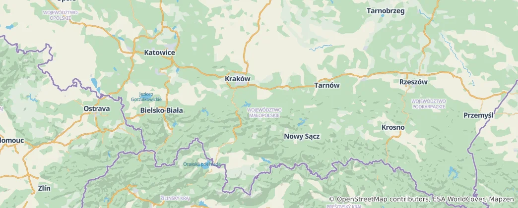 Map of Lesser Poland Voivodeship