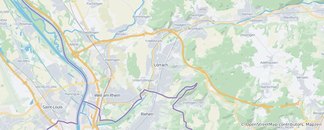 Kaart van Lörrach