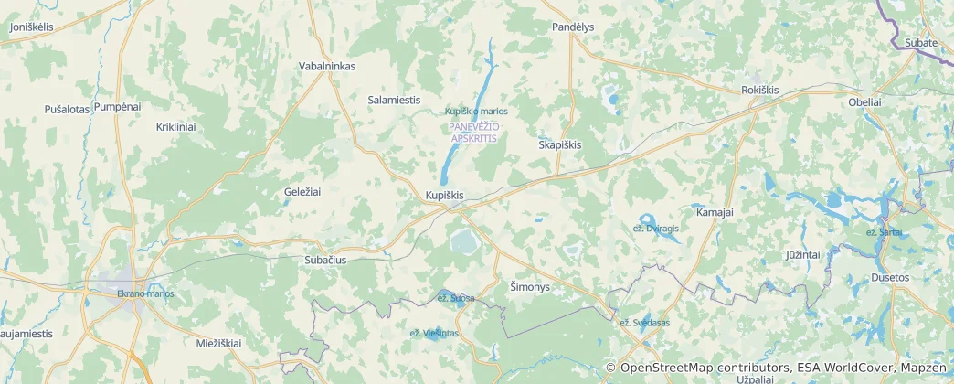 Kaart van Kupiškio rajono savivaldybė