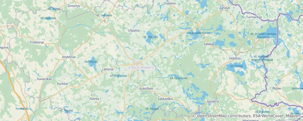 Mappa di Utenos rajono savivaldybė