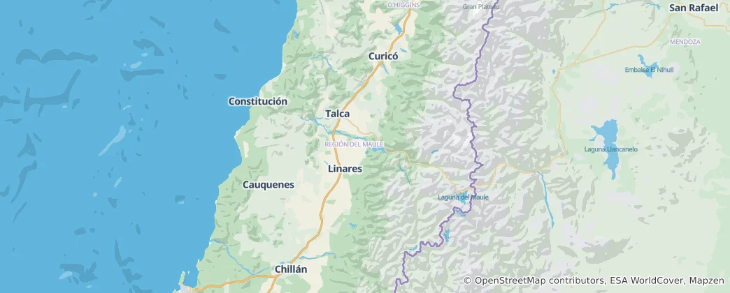Mappa di regione del Maule