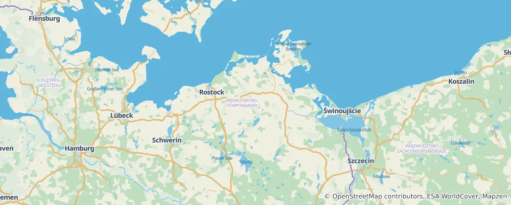 Mapa Meklenbursko-Přední Pomořansko