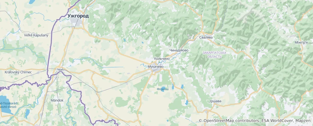 Map of Mukachevo