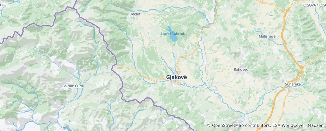 Karte von Municipality of Gjakova