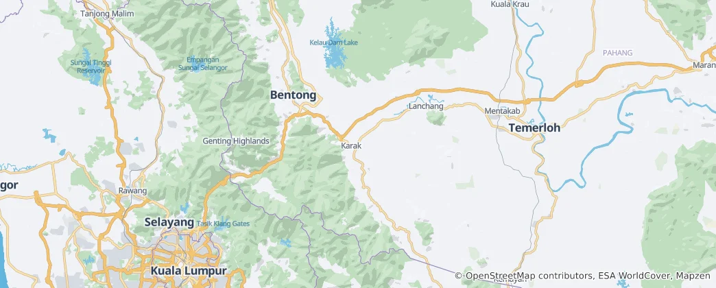 Mappa di Bentong District